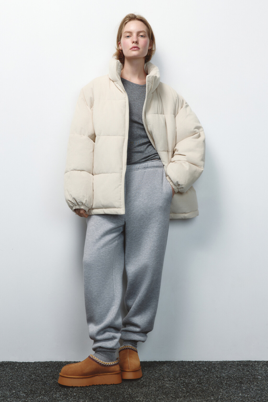 Куртка oversize вельветовая с воротником-стойкой - цвет молочный - 5