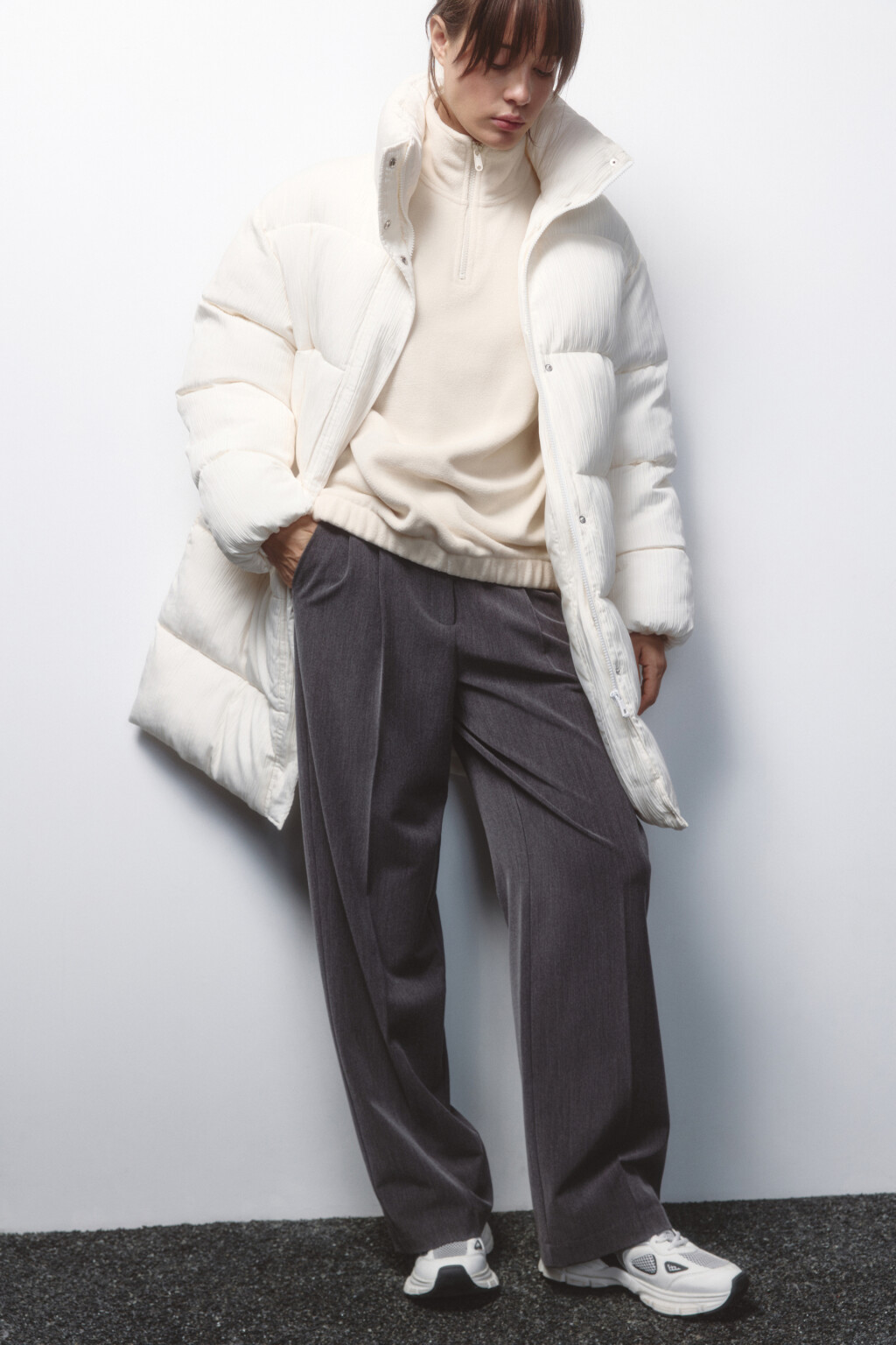 Куртка стеганая с воротником-стойкой - цвет молочный - 1