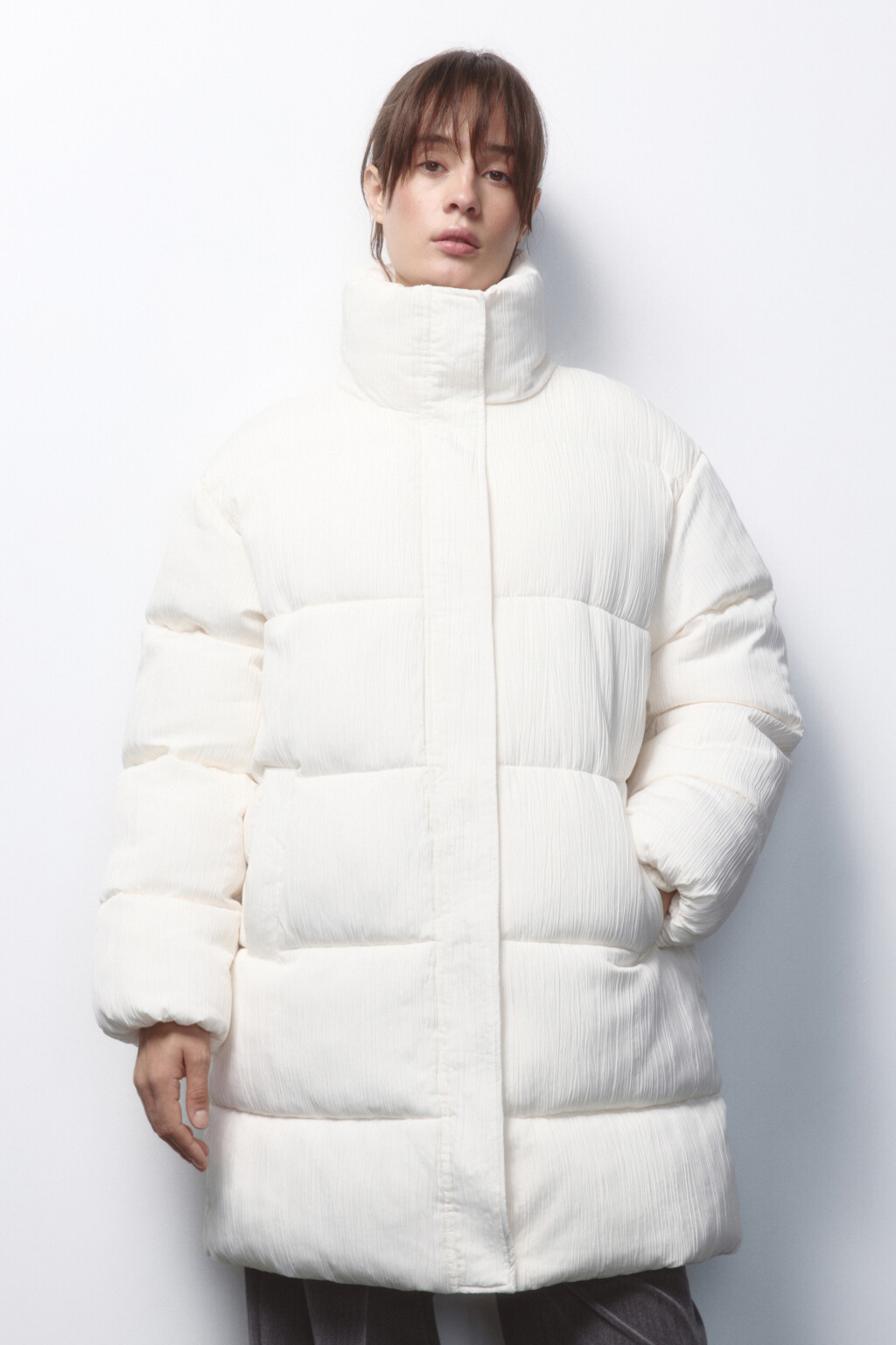 Куртка стеганая с воротником-стойкой - цвет молочный - 2