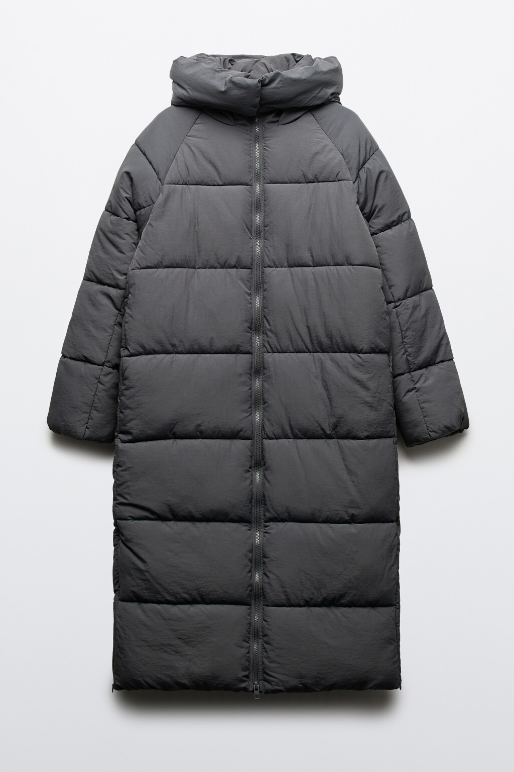 Пальто стеганое с капюшоном и воротником-стойкой - цвет серый - 9