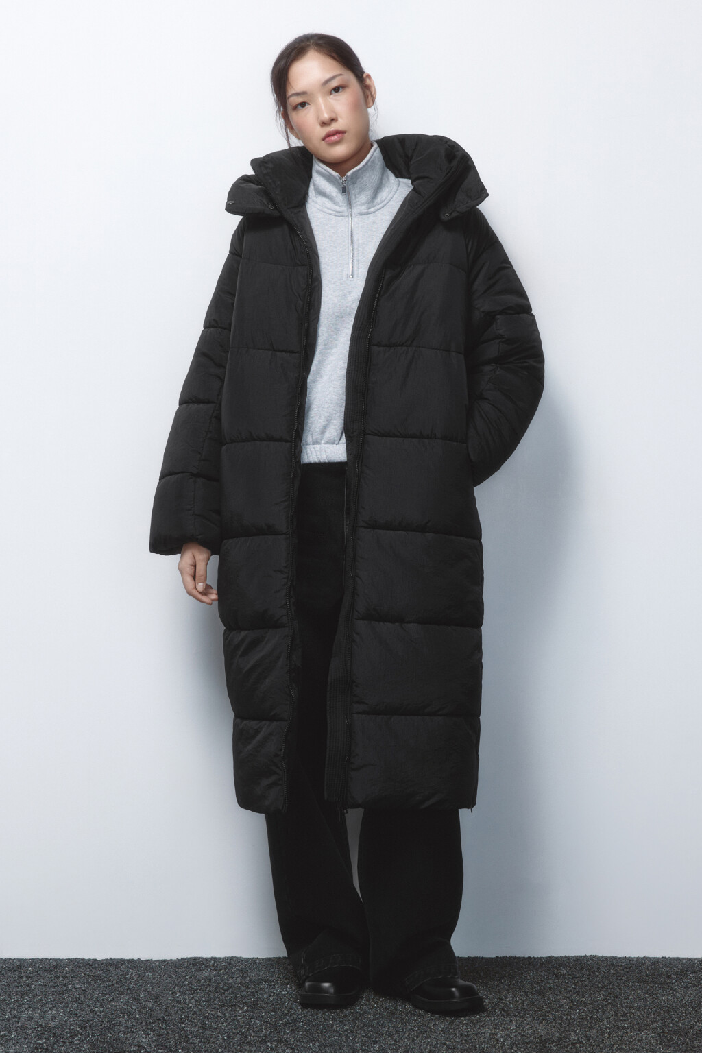 Пальто стеганое с капюшоном и воротником-стойкой - цвет черный - 5