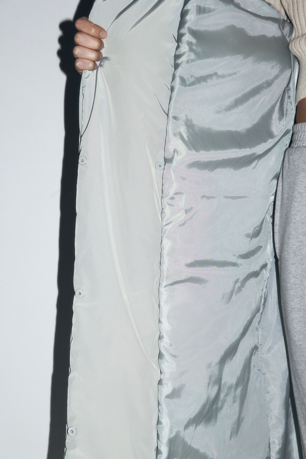 Пальто утепленное с капюшоном и поясом - цвет мятный - 8