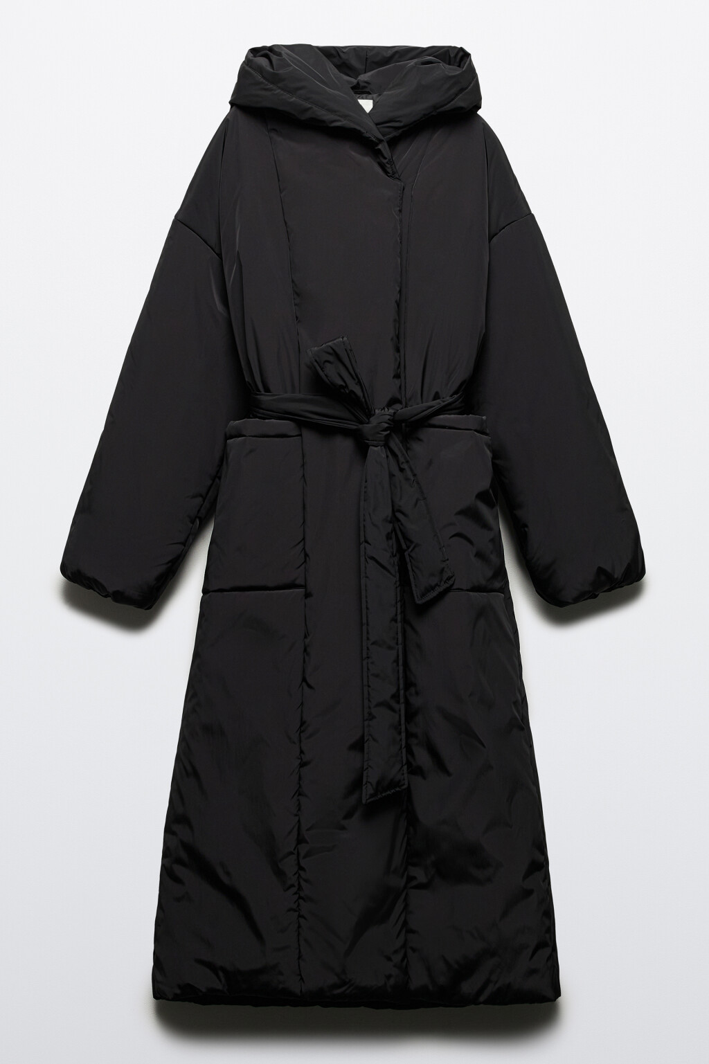 Пальто утепленное с капюшоном и поясом - цвет черный - 10