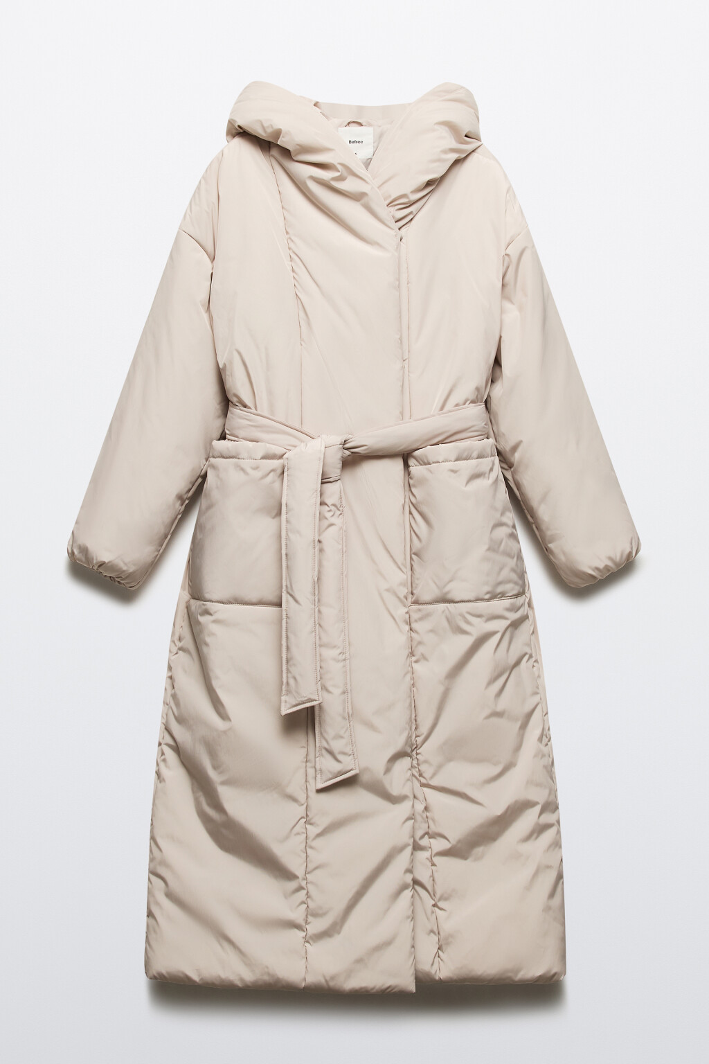 Пальто утепленное с капюшоном и поясом - цвет молочный - 10