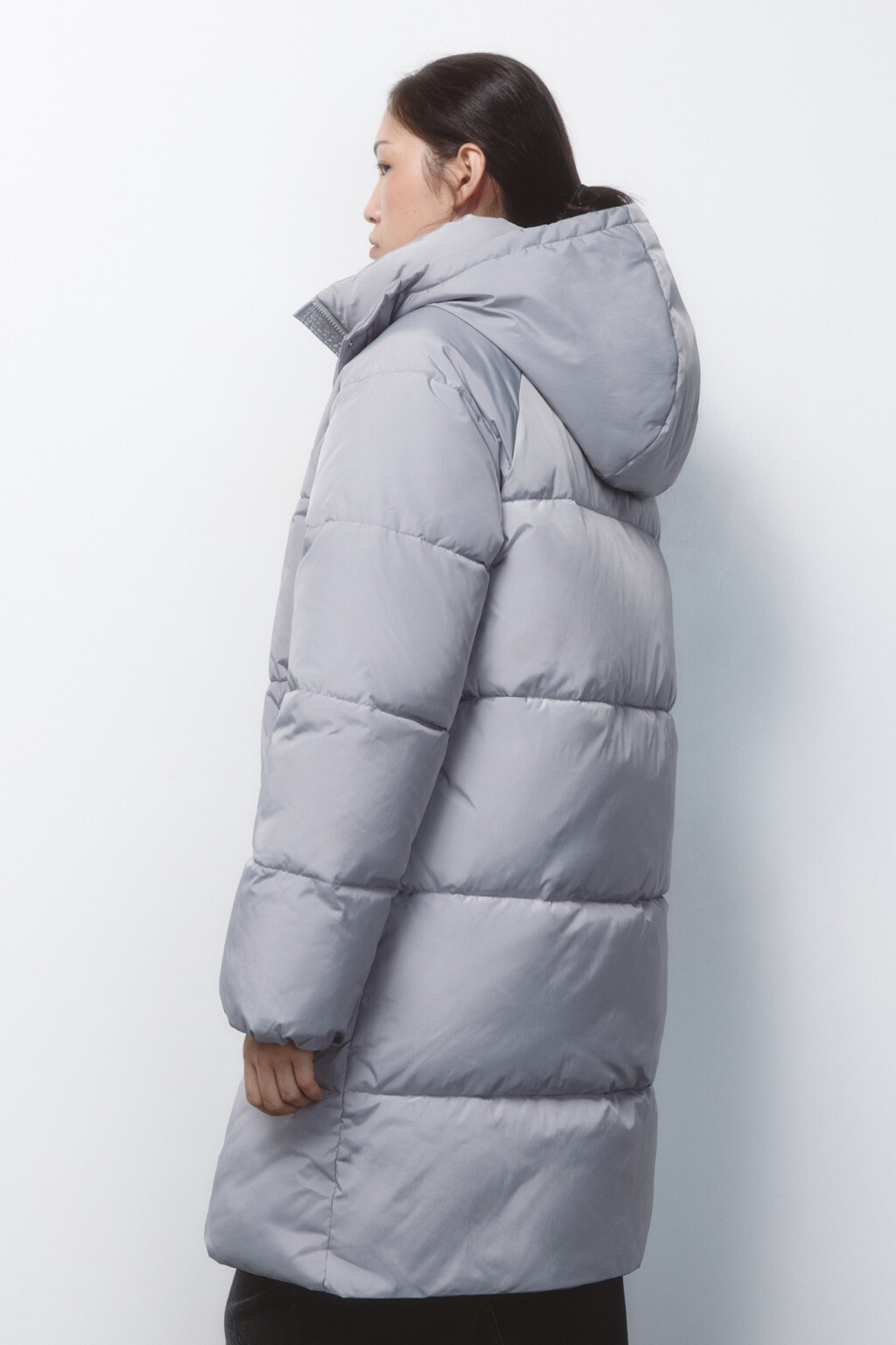 Куртка стеганая удлиненная с капюшоном - цвет серый - 4