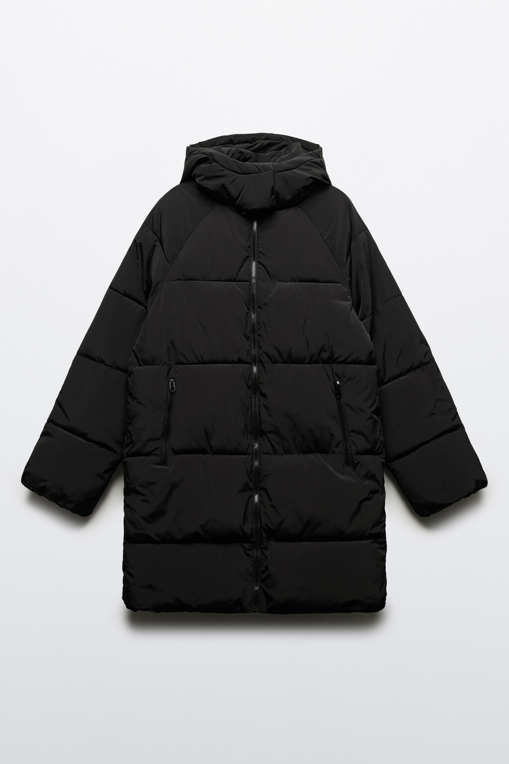 Куртка стеганая удлиненная с капюшоном - цвет черный - 9
