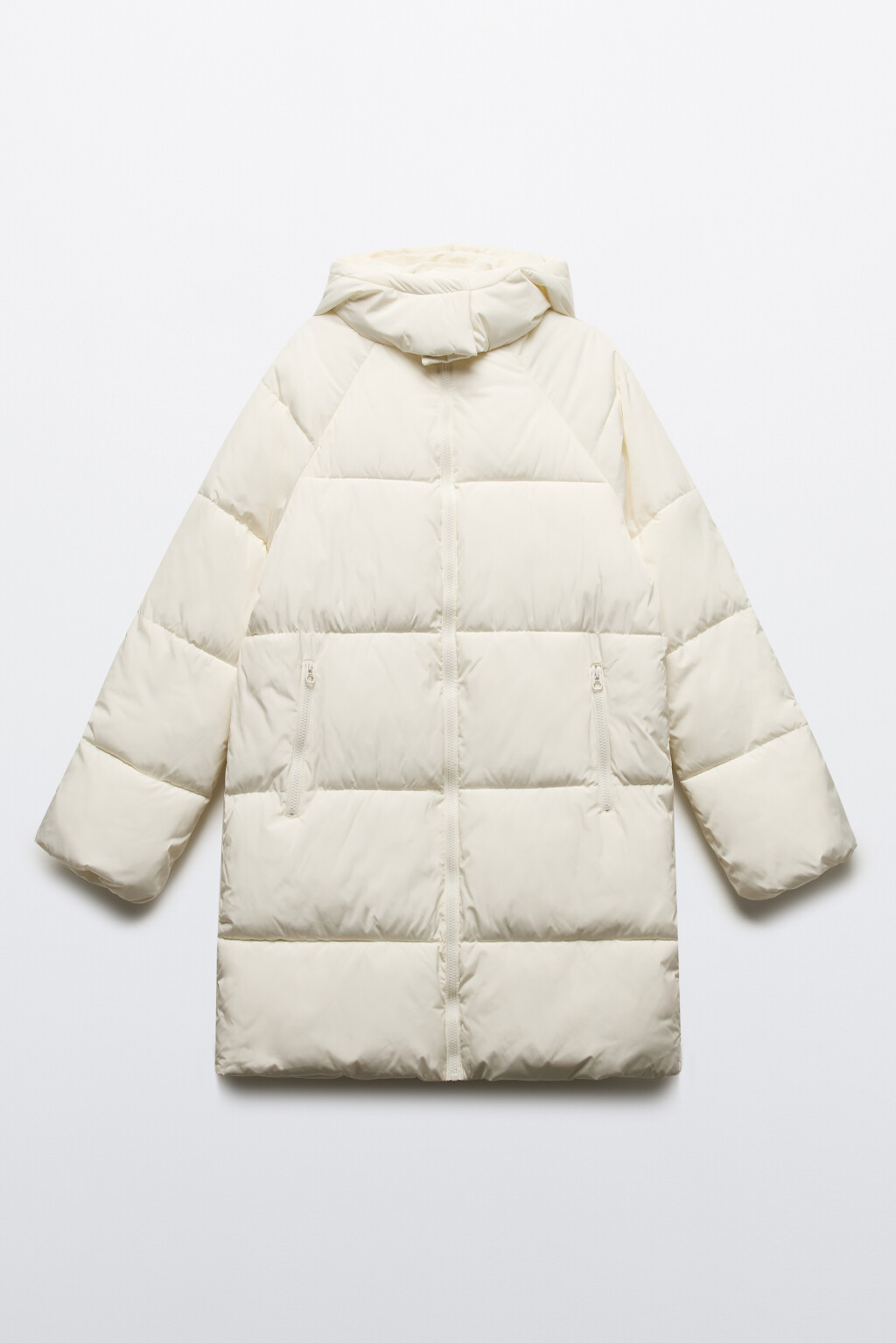 Куртка стеганая удлиненная с капюшоном - цвет молочный - 9