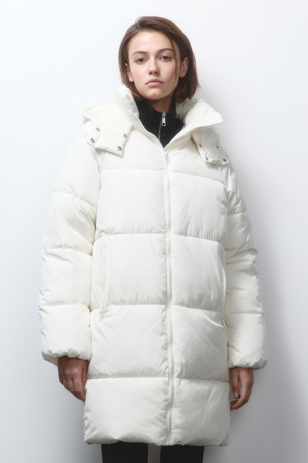 Куртка стеганая удлиненная с капюшоном - цвет молочный - 2