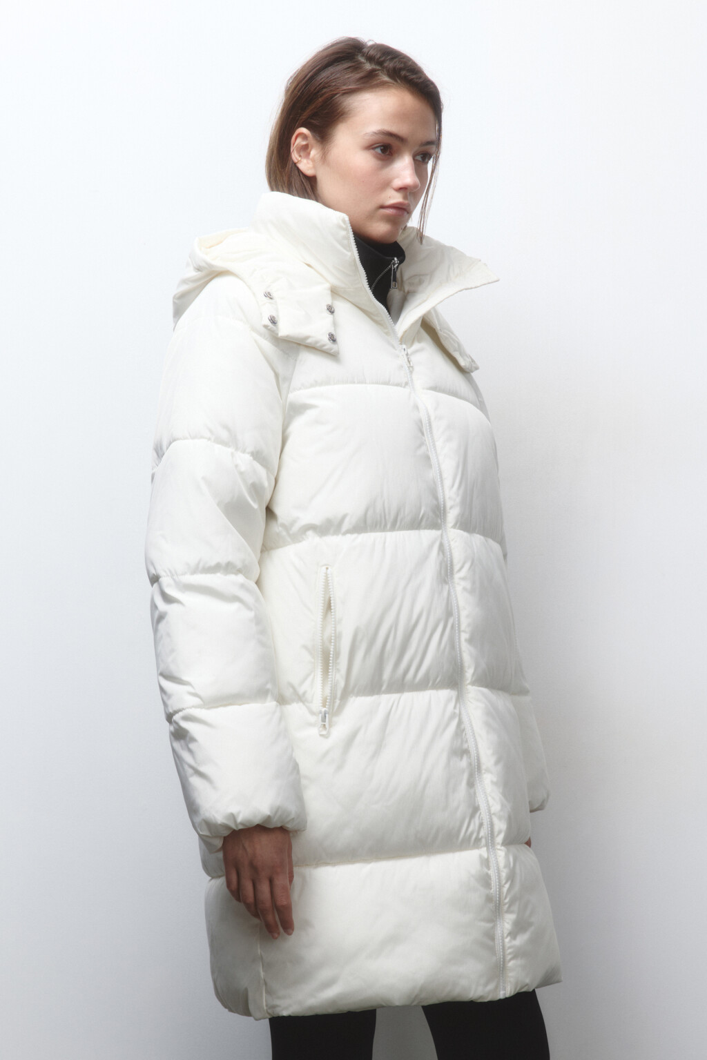 Куртка стеганая удлиненная с капюшоном - цвет молочный - 3