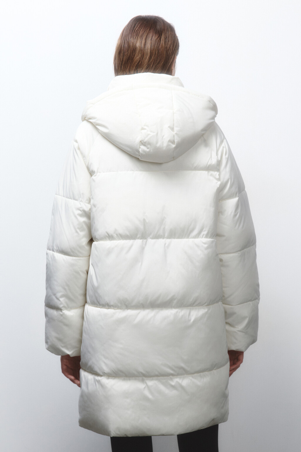 Куртка стеганая удлиненная с капюшоном - цвет молочный - 4