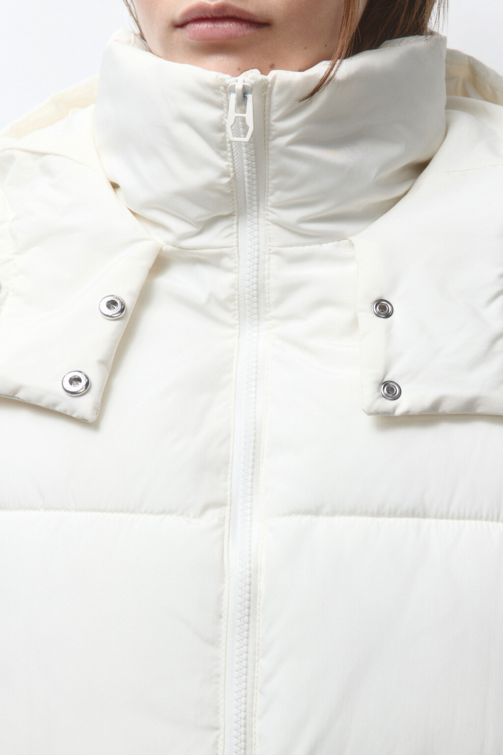 Куртка стеганая удлиненная с капюшоном - цвет молочный - 6