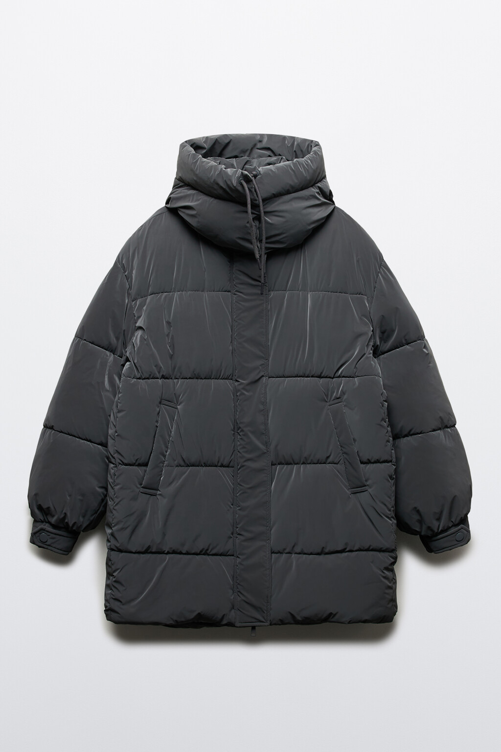 Куртка стеганая удлиненная со съемным капюшоном - цвет серый - 10