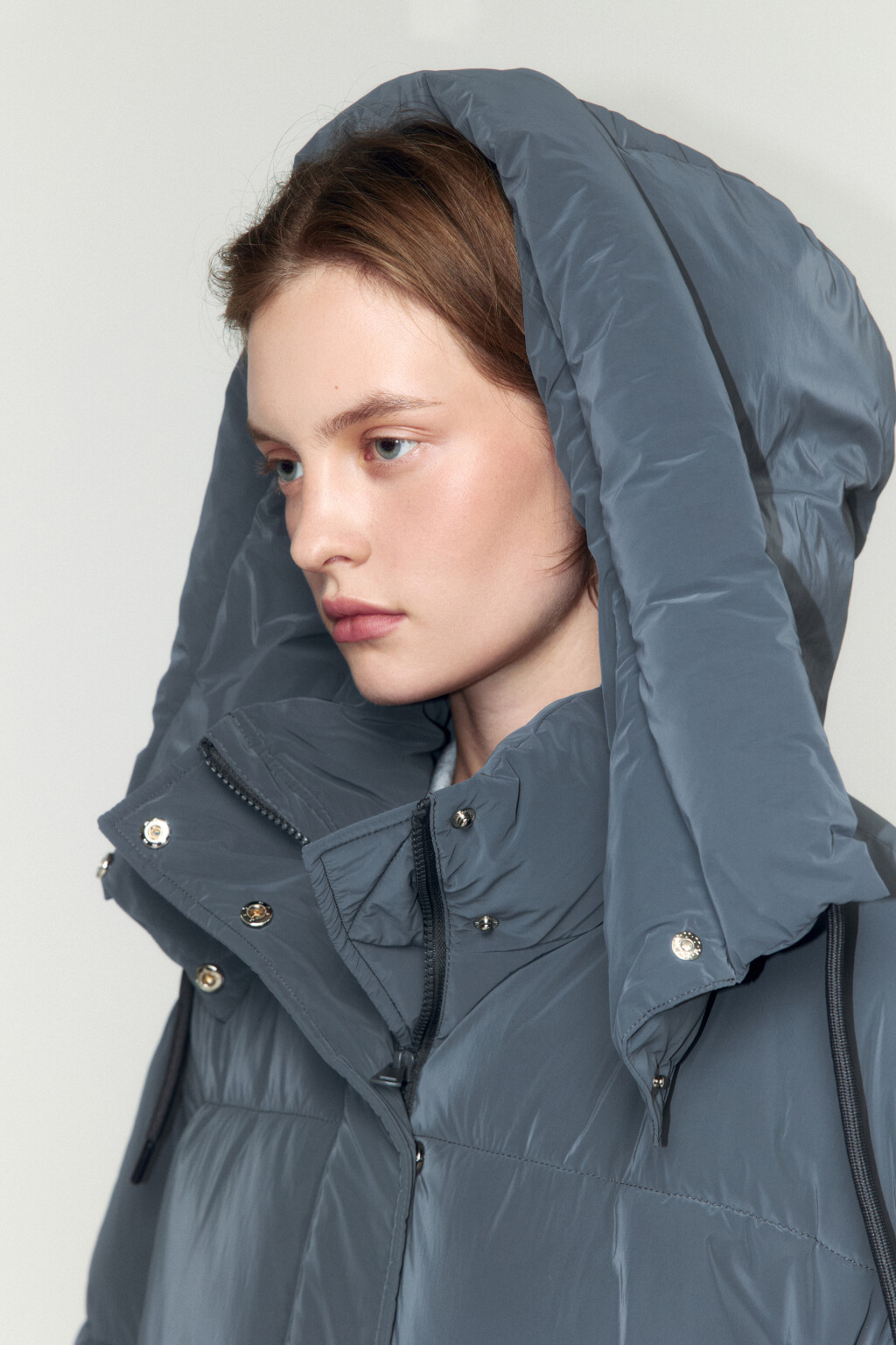 Куртка стеганая удлиненная со съемным капюшоном - цвет серый - 8