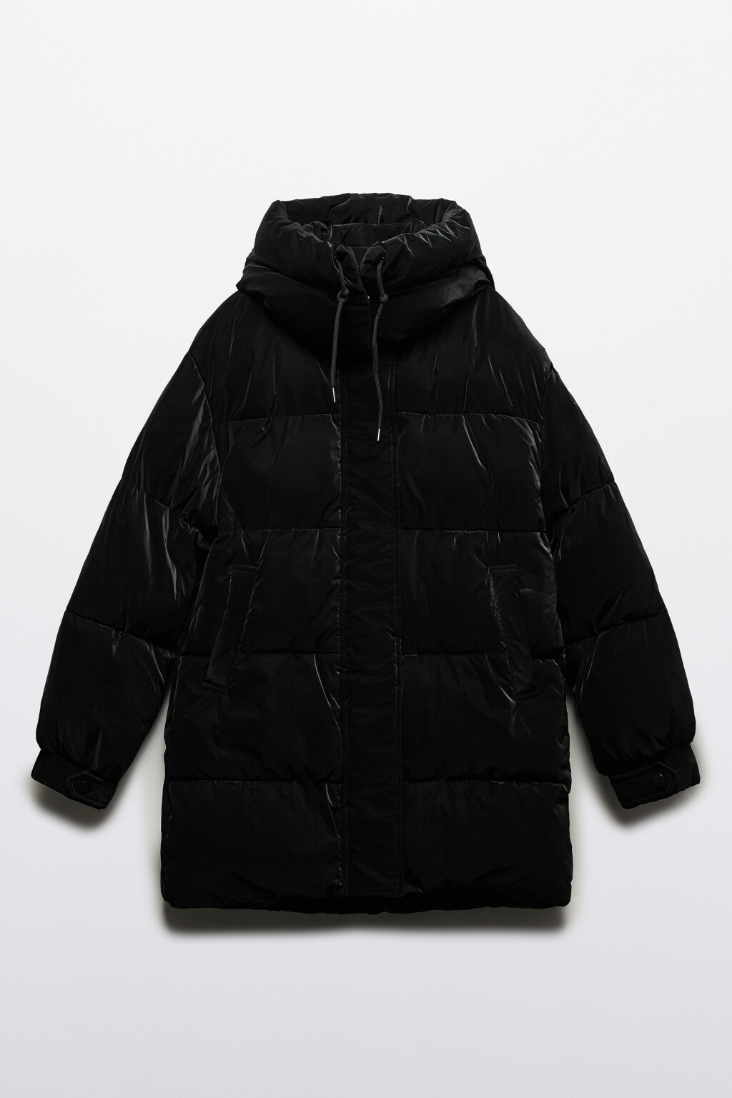 Куртка стеганая удлиненная со съемным капюшоном - цвет черный - 9