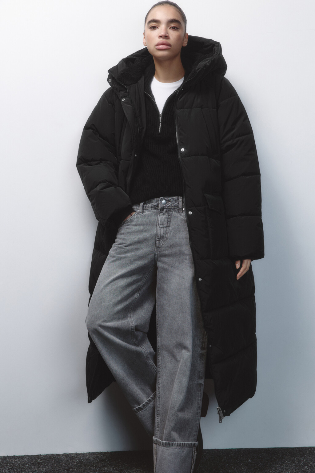 Куртка стеганая с подкладкой из искусственного меха - цвет черный - 1