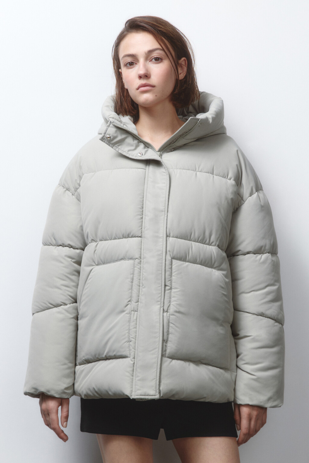Куртка стеганая утепленная с капюшоном - цвет зеленый - 2