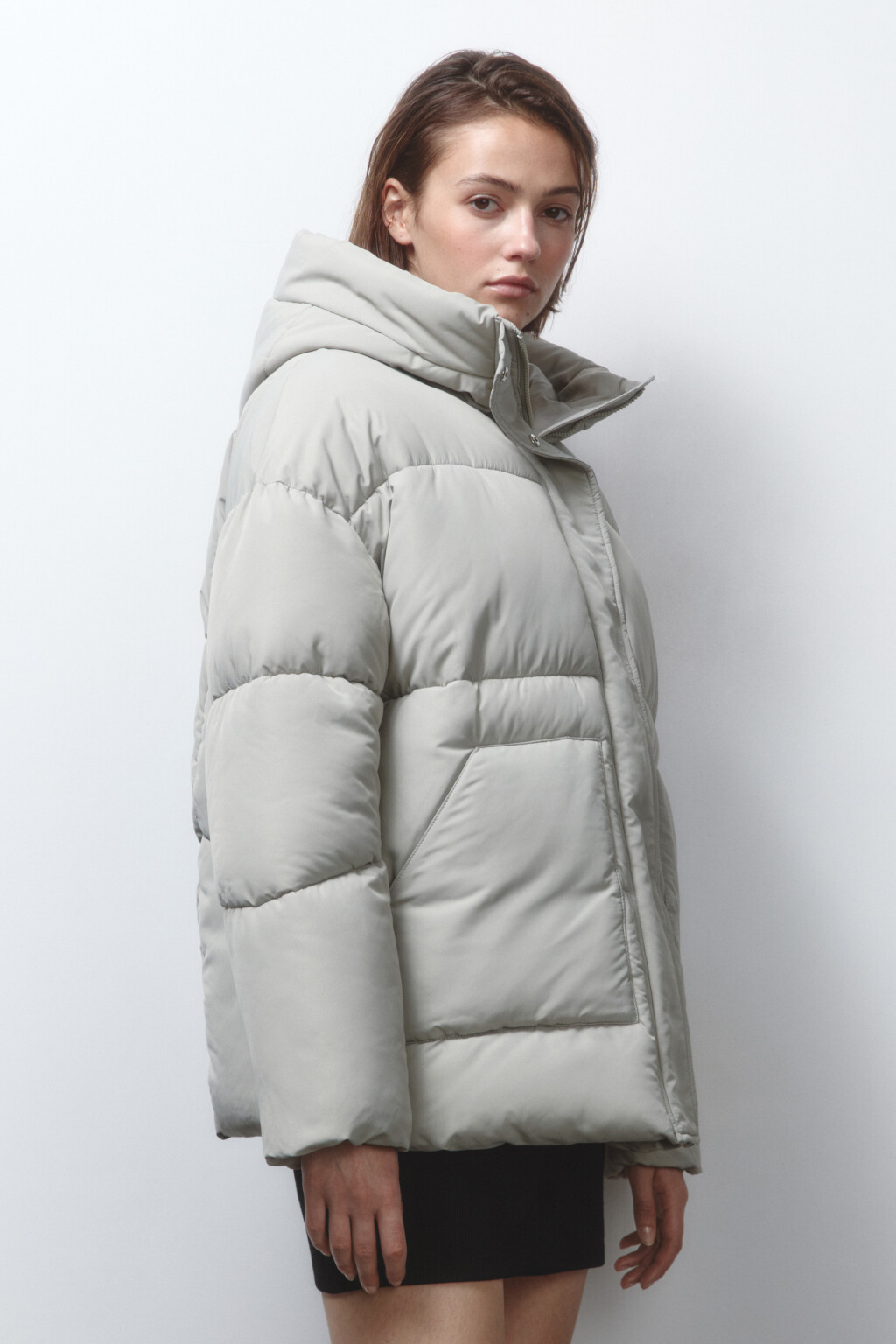 Куртка стеганая утепленная с капюшоном - цвет зеленый - 3