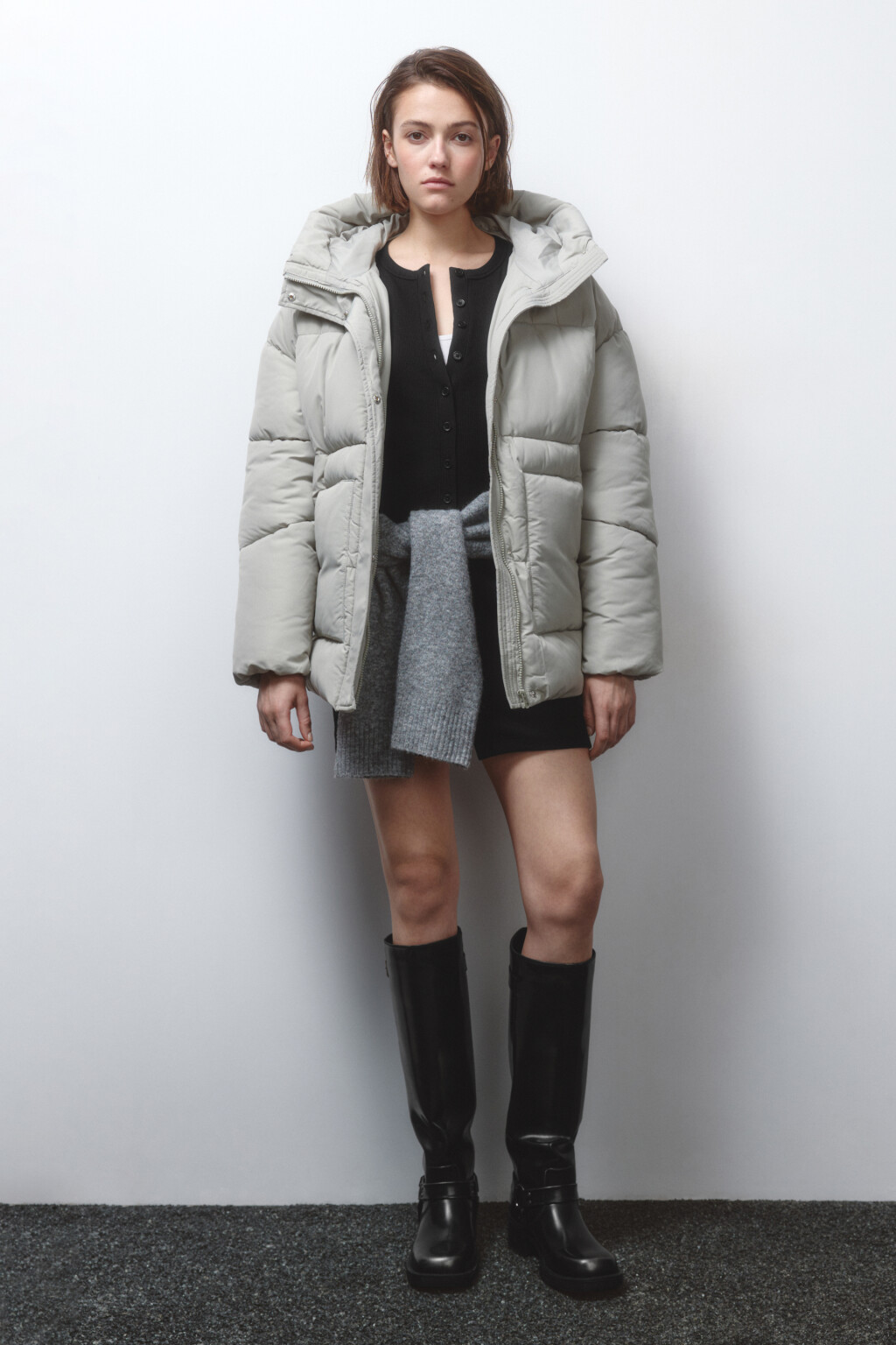 Куртка стеганая утепленная с капюшоном - цвет зеленый - 5