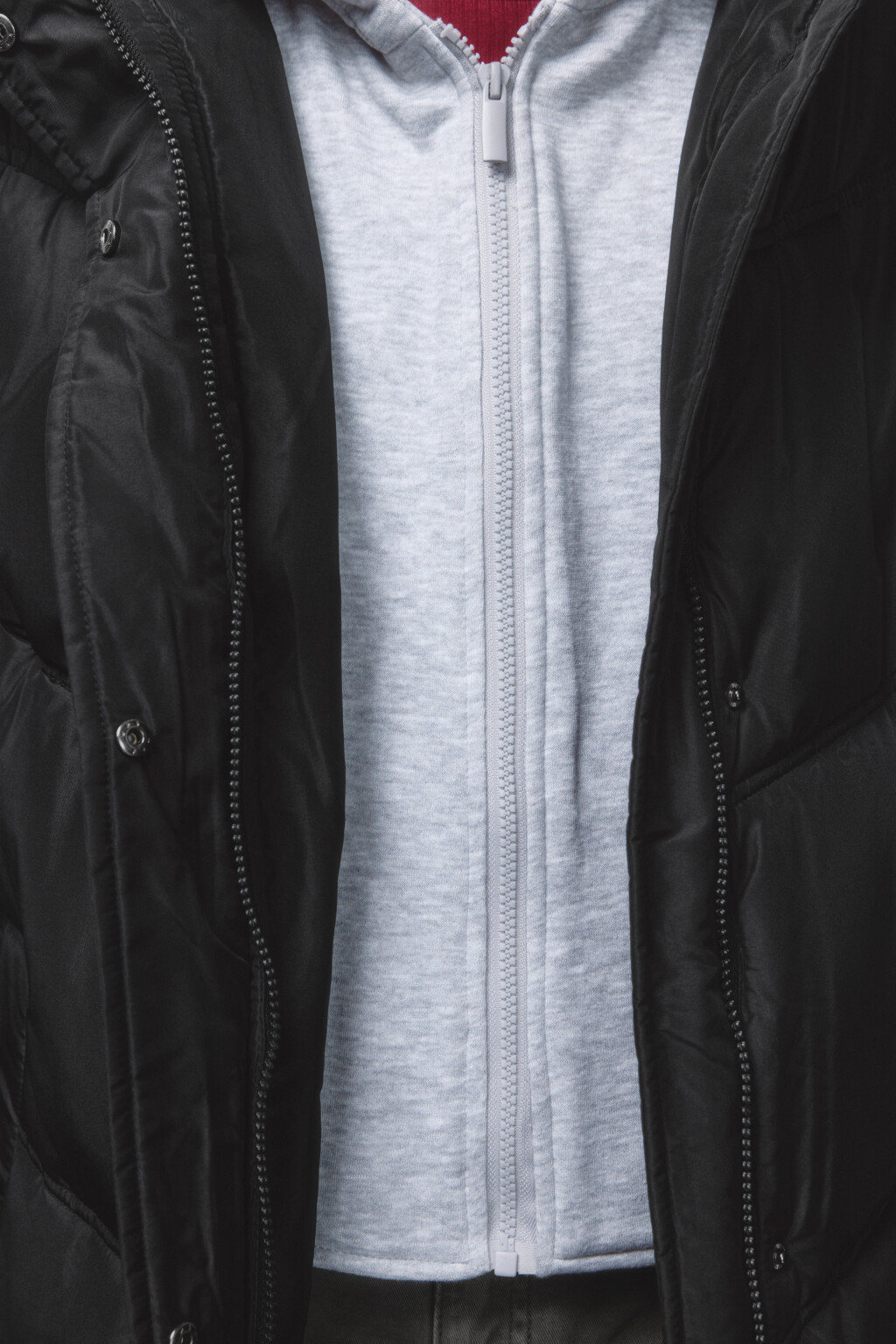 Куртка длинная стеганая с трикотажным капюшоном - цвет черный - 8