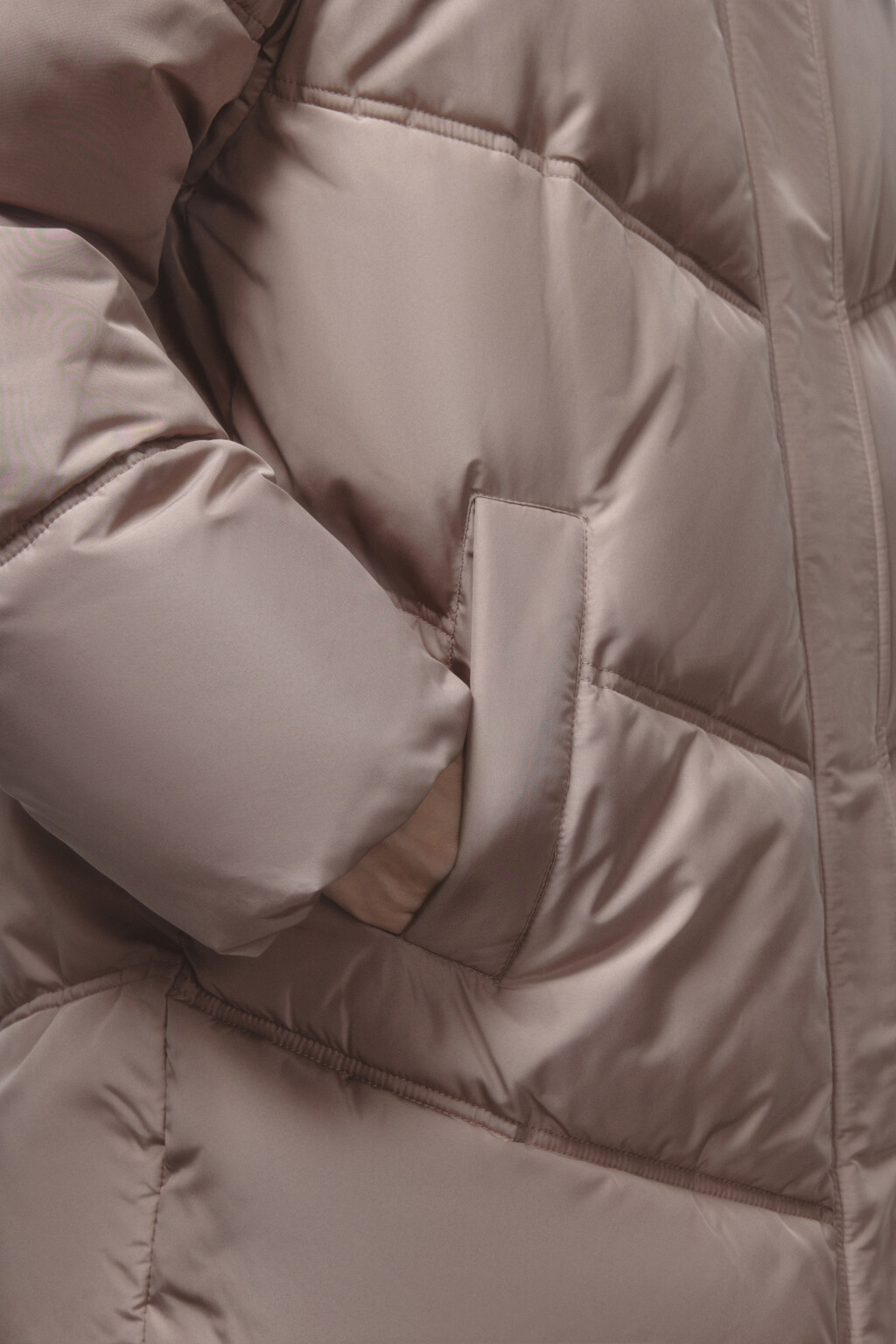 Куртка длинная стеганая с трикотажным капюшоном - цвет коричневый - 6