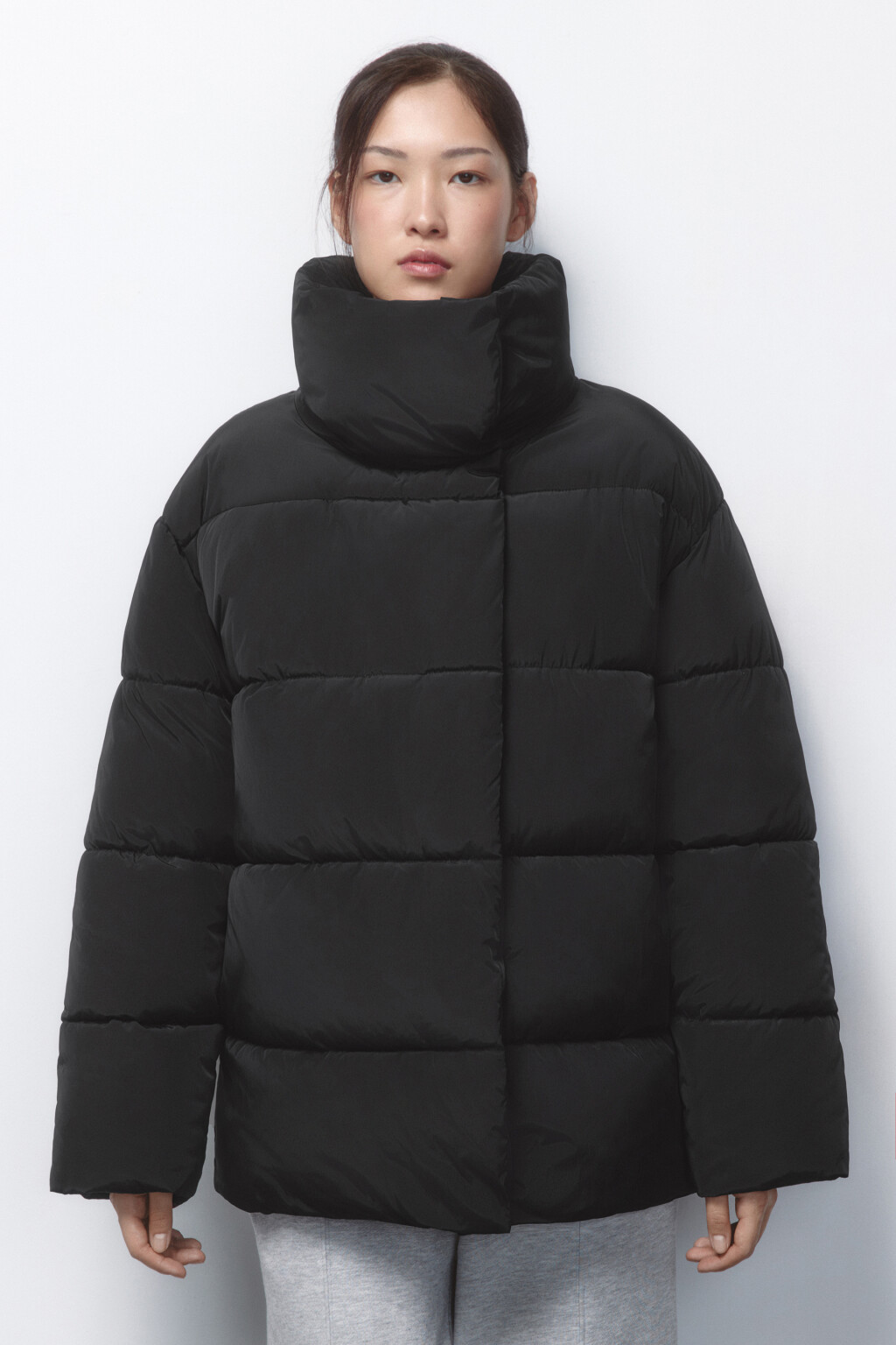 Куртка стеганая с запахом и воротником-стойкой - цвет черный - 2