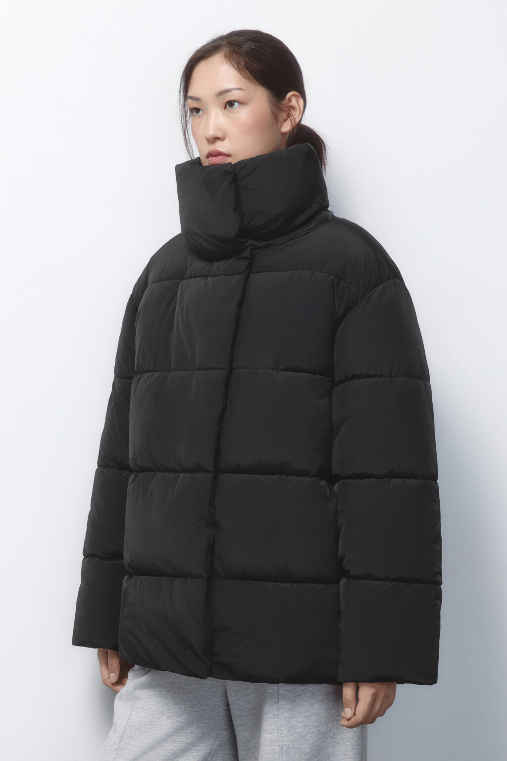 Куртка стеганая с запахом и воротником-стойкой - цвет черный - 3