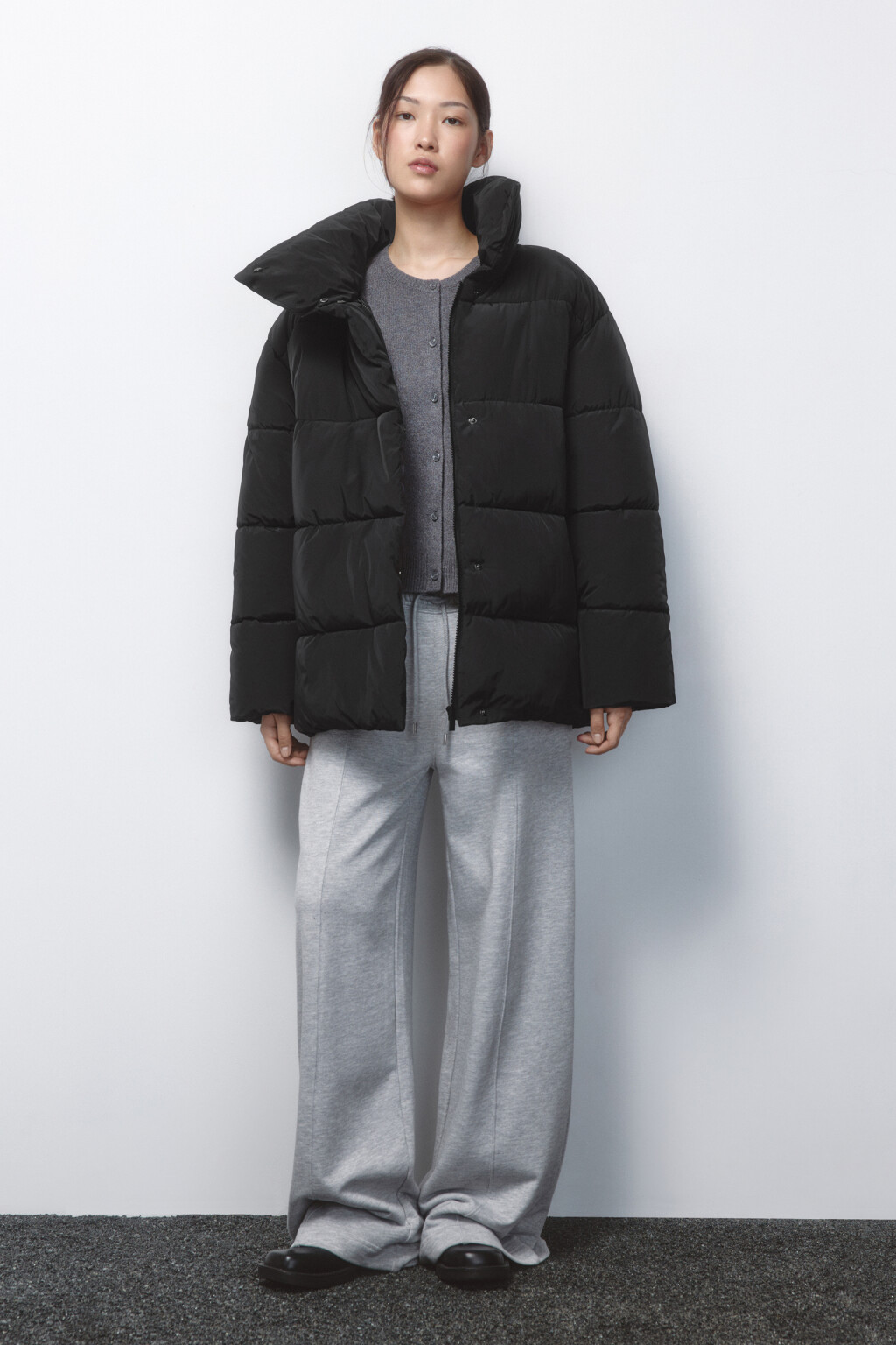 Куртка стеганая с запахом и воротником-стойкой - цвет черный - 5