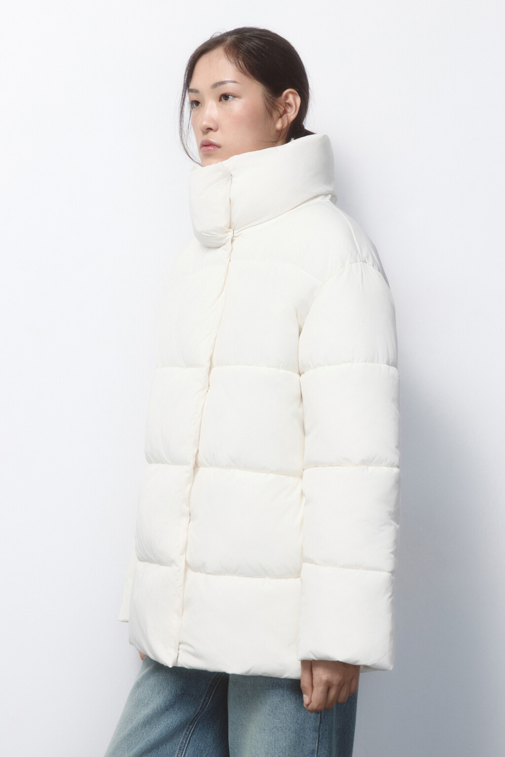 Куртка стеганая с запахом и воротником-стойкой - цвет молочный - 3