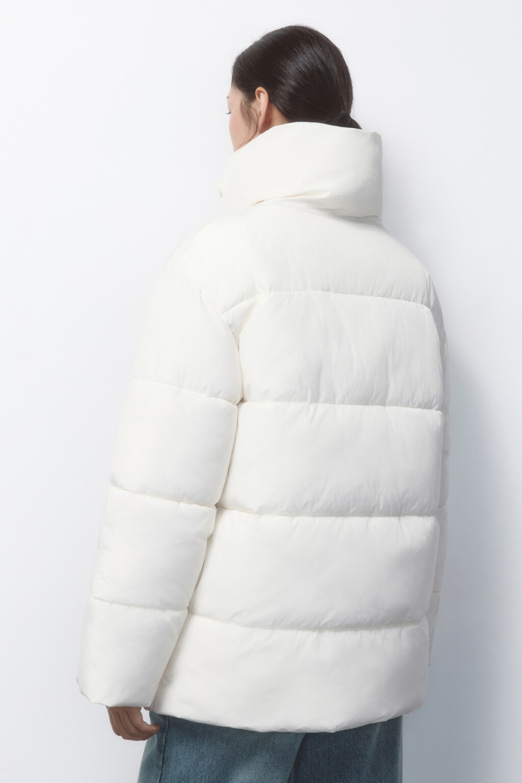 Куртка стеганая с запахом и воротником-стойкой - цвет молочный - 4