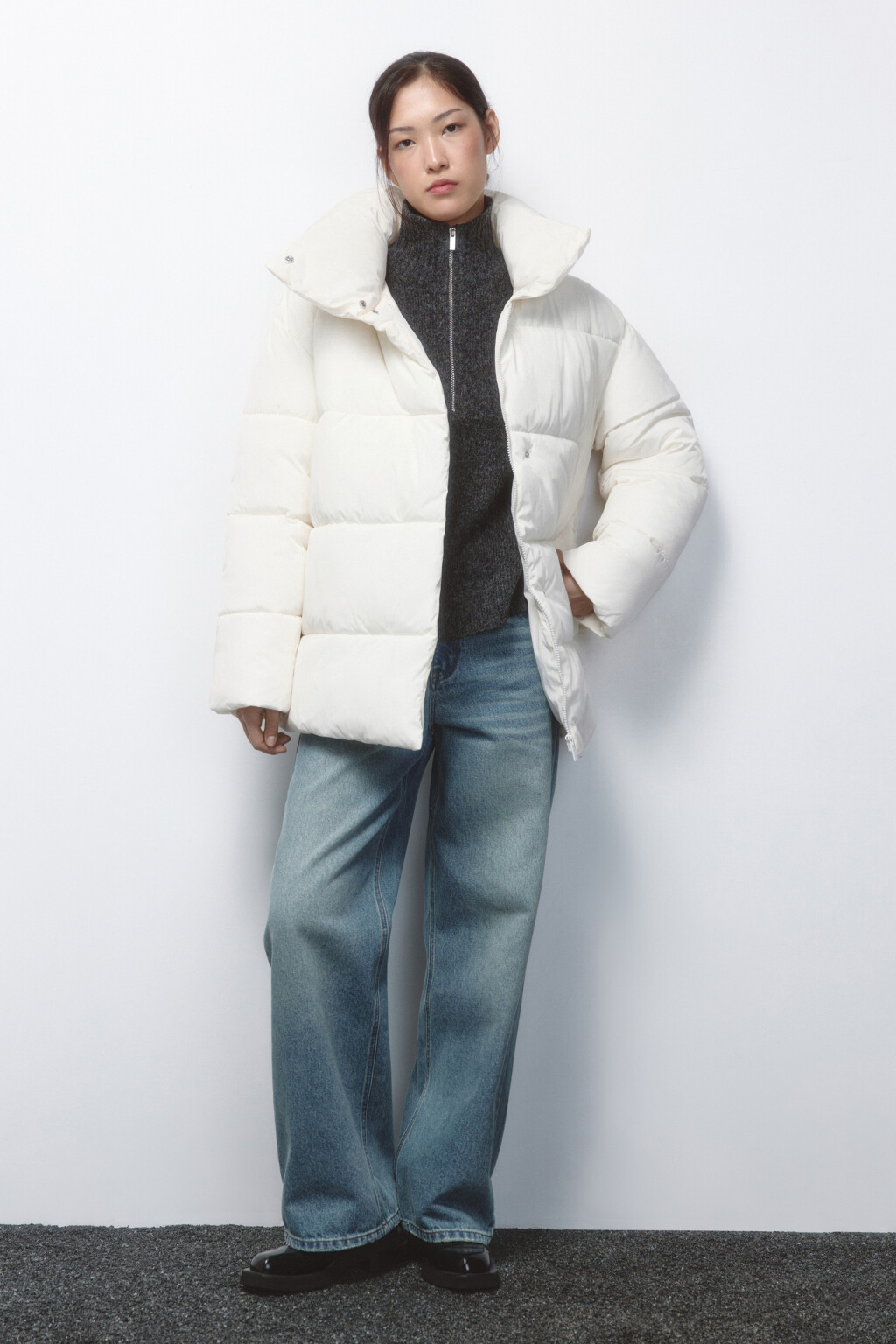 Куртка стеганая с запахом и воротником-стойкой - цвет молочный - 5