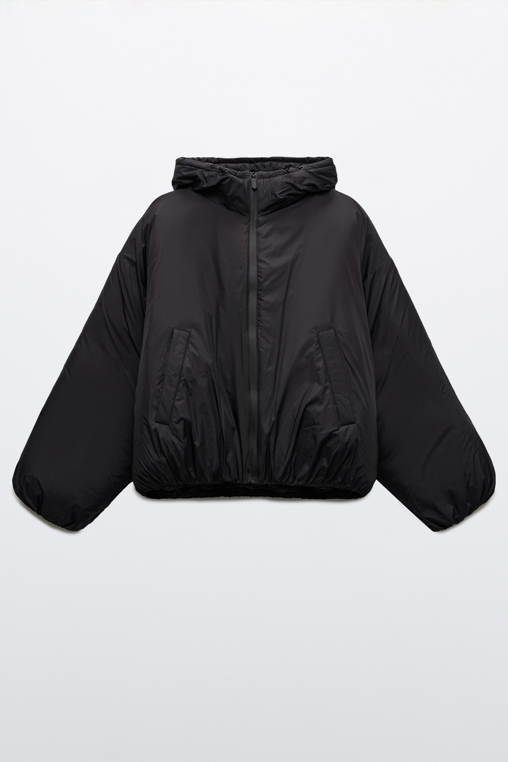 Куртка короткая утепленная с капюшоном - цвет черный - 10