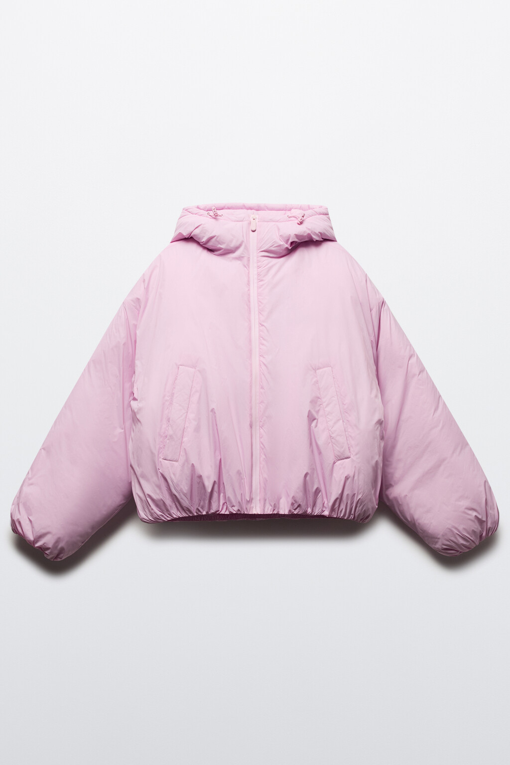 Куртка короткая утепленная с капюшоном - цвет розовый - 10