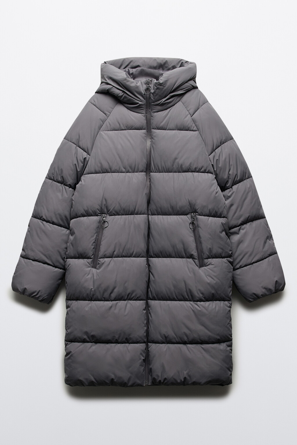 Пальто стеганое утепленное с капюшоном - цвет серый - 10