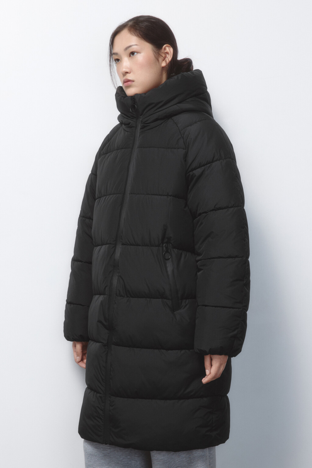 Пальто стеганое утепленное с капюшоном - цвет черный - 3