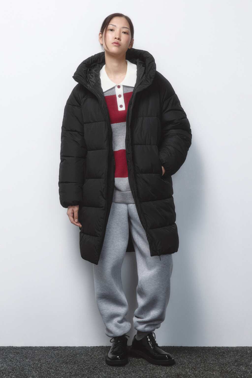 Пальто стеганое утепленное с капюшоном - цвет черный - 5