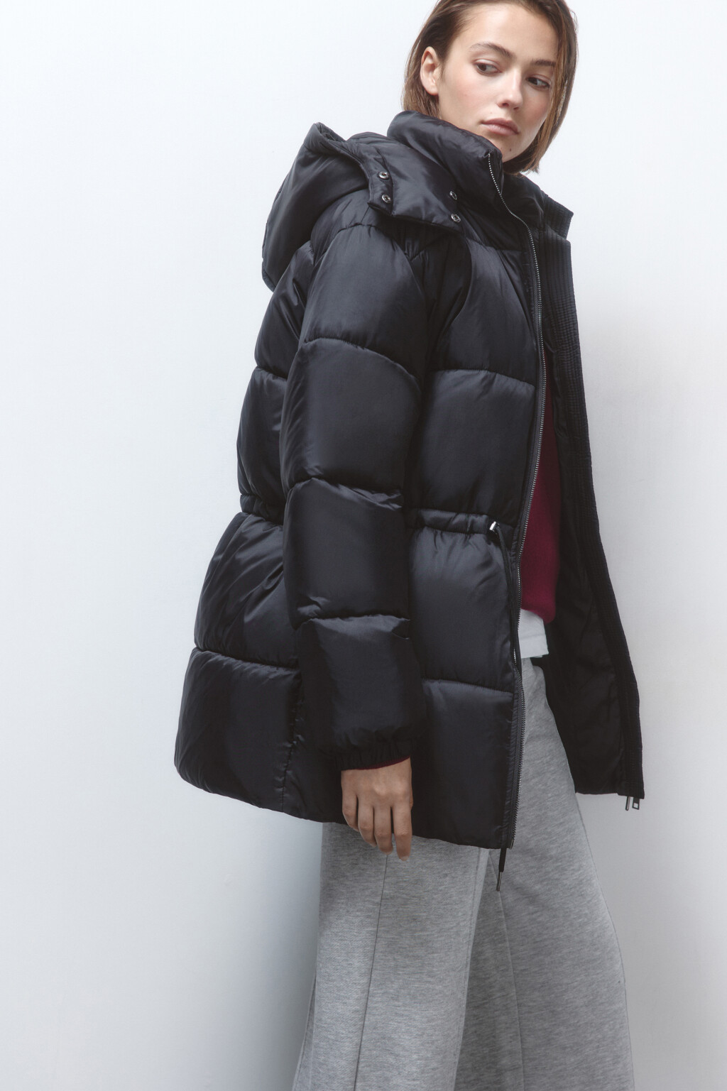 Куртка-парка стеганая утепленная с капюшоном - цвет черный - 1