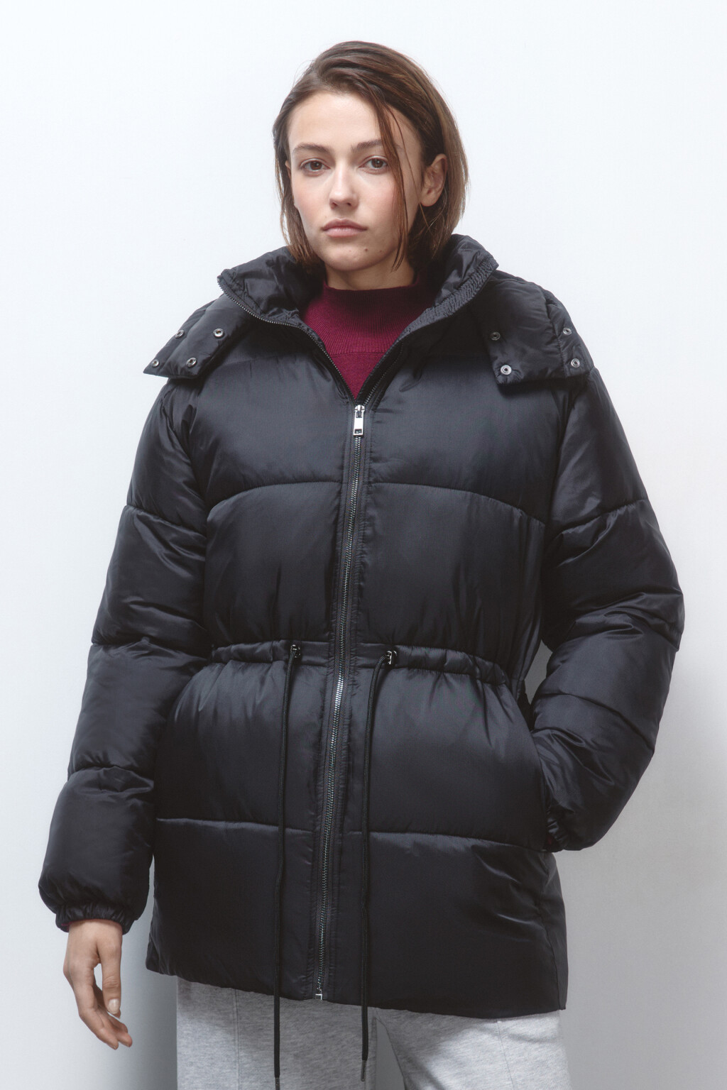 Куртка-парка стеганая утепленная с капюшоном - цвет черный - 3