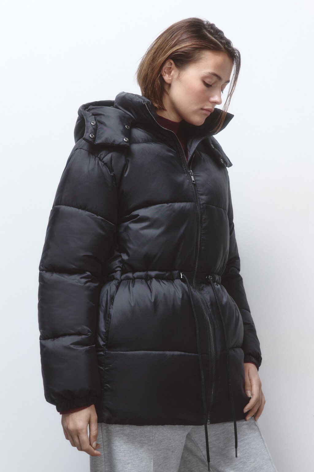 Куртка-парка стеганая утепленная с капюшоном - цвет черный - 4