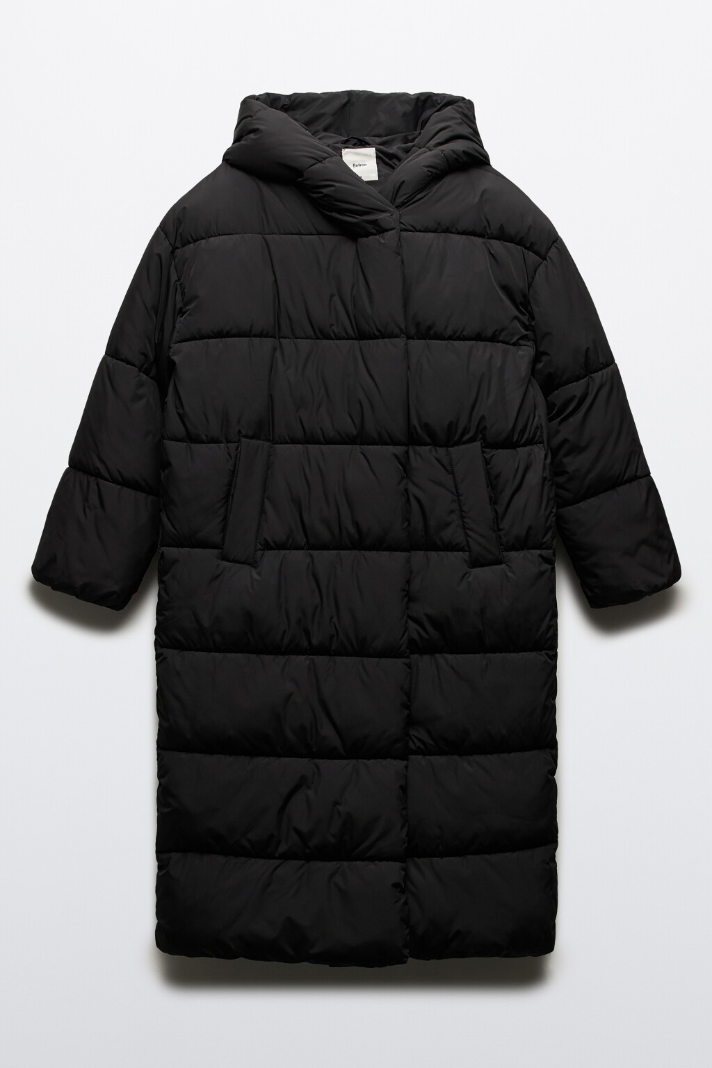 Пальто стеганое утепленное с капюшоном - цвет черный - 10