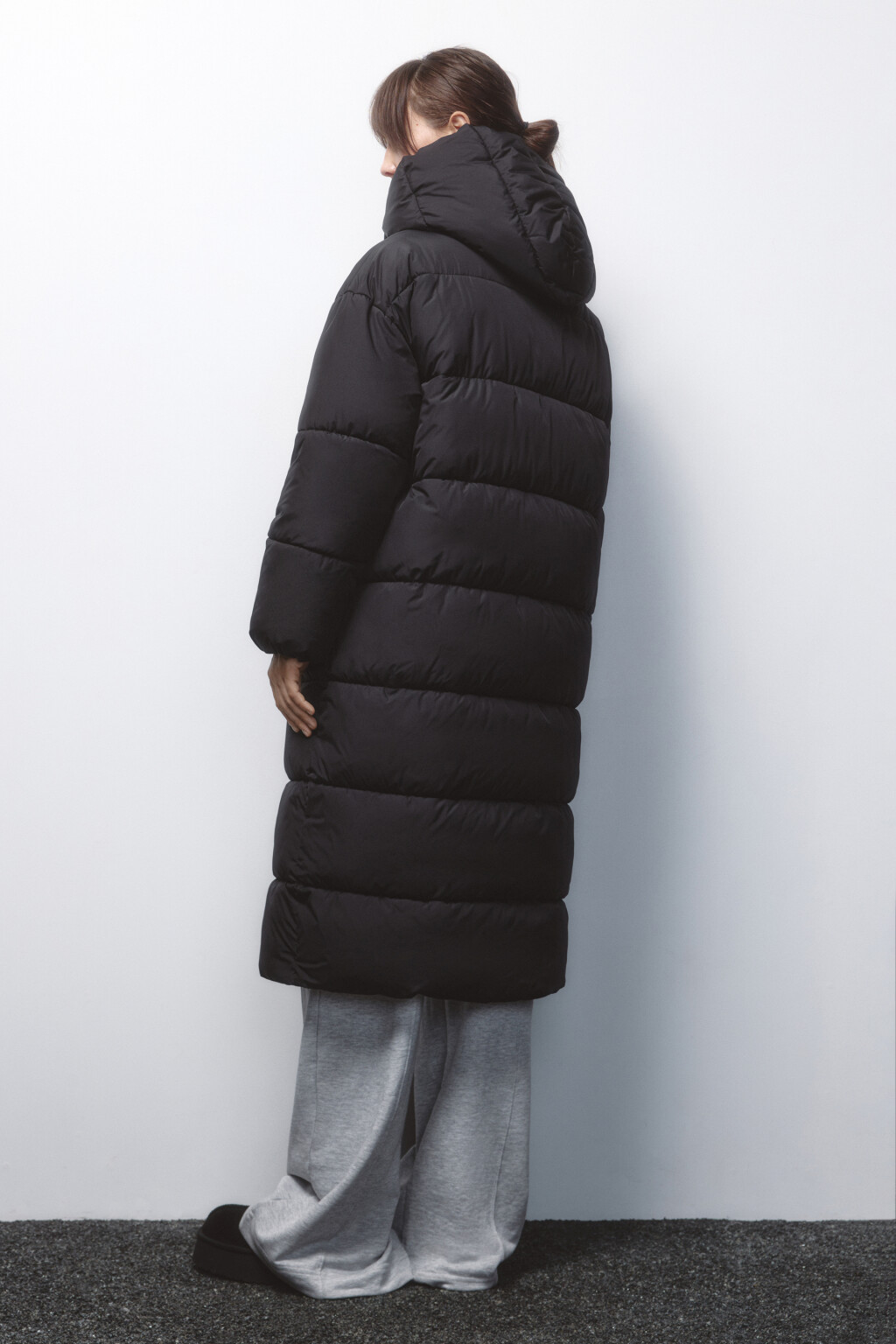 Пальто стеганое утепленное с капюшоном - цвет черный - 5