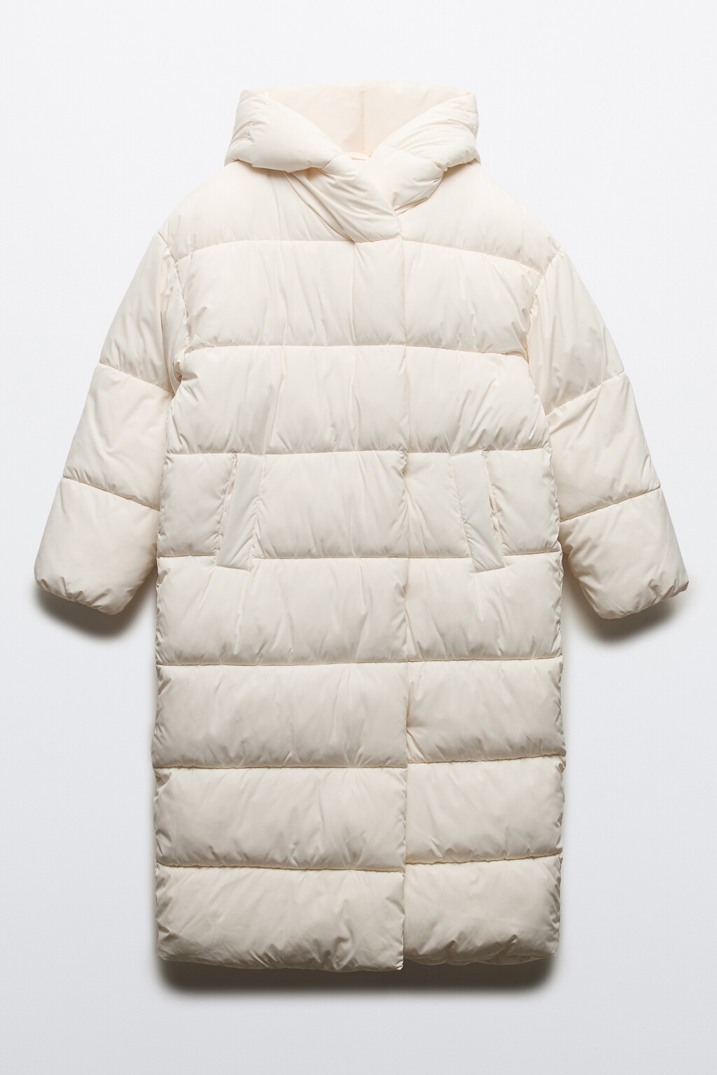 Пальто стеганое утепленное с капюшоном - цвет молочный - 10