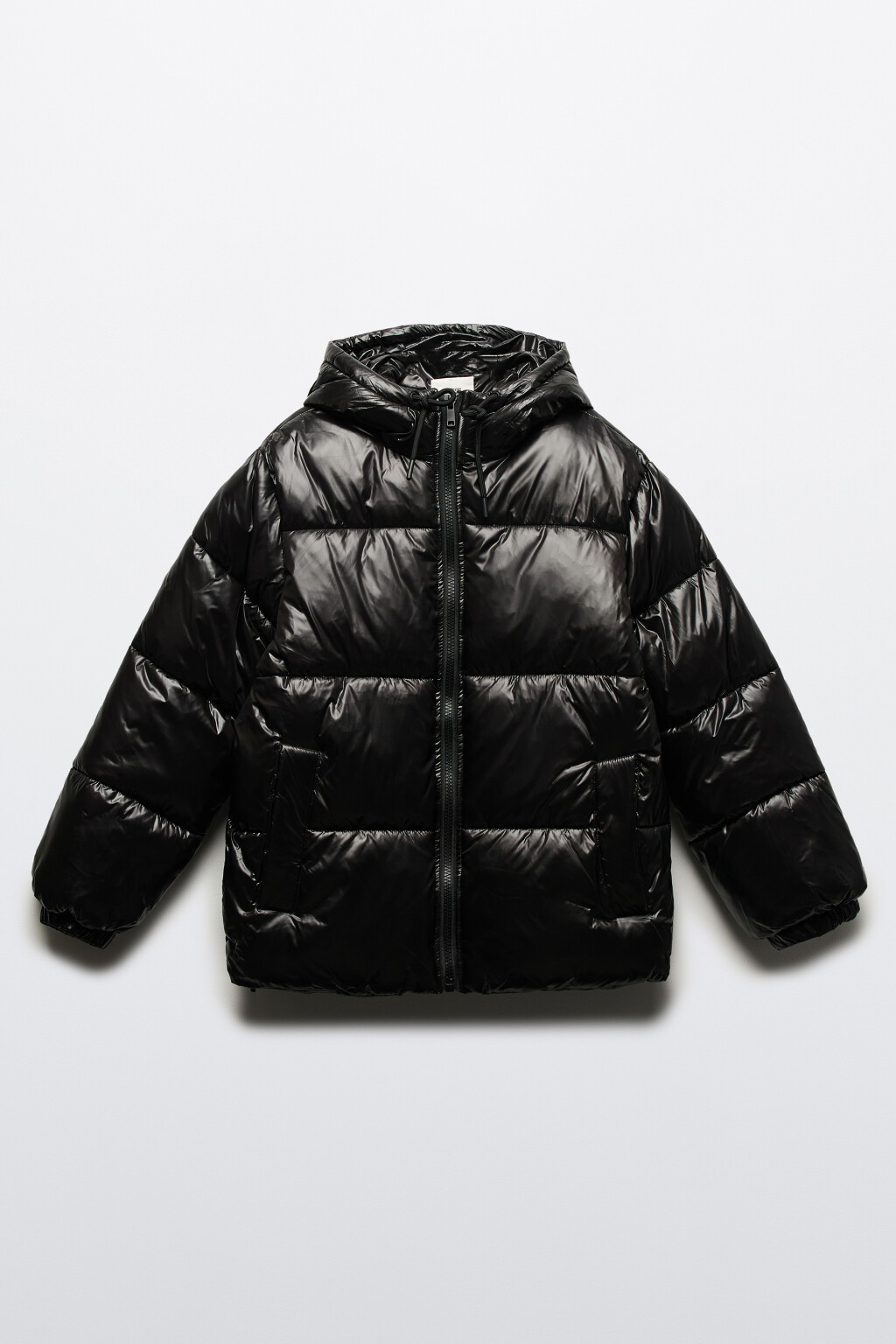 Куртка с капюшоном стеганая из блестящей ткани - цвет черный - 9
