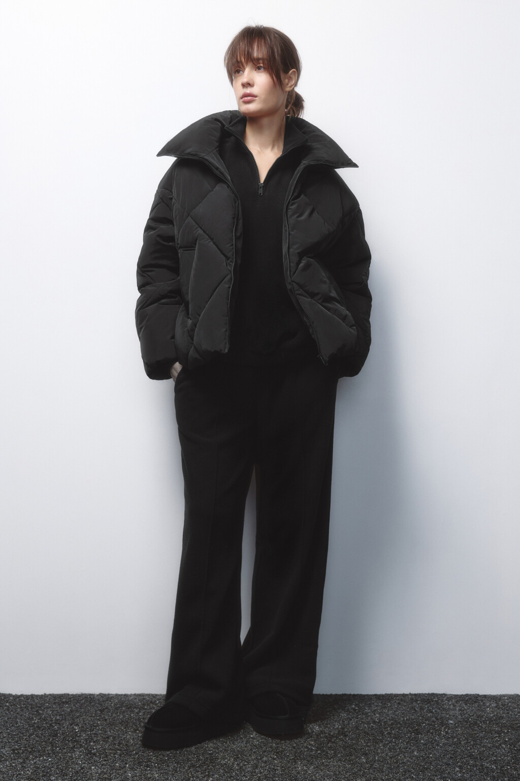 Куртка стеганая короткая с воротником-стойкой - цвет черный - 5