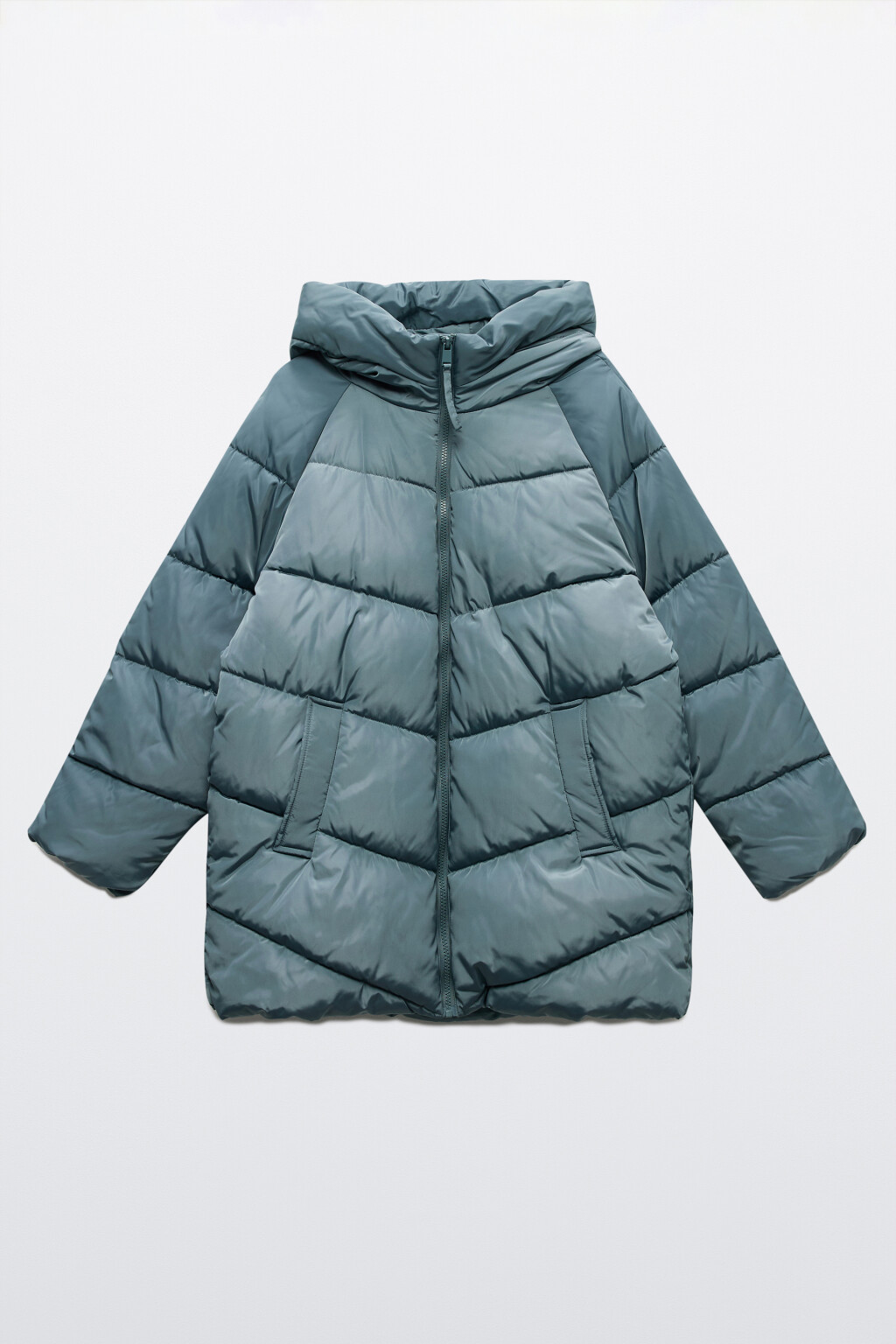 Куртка стеганая с широким воротником и капюшоном - цвет зеленый - 9