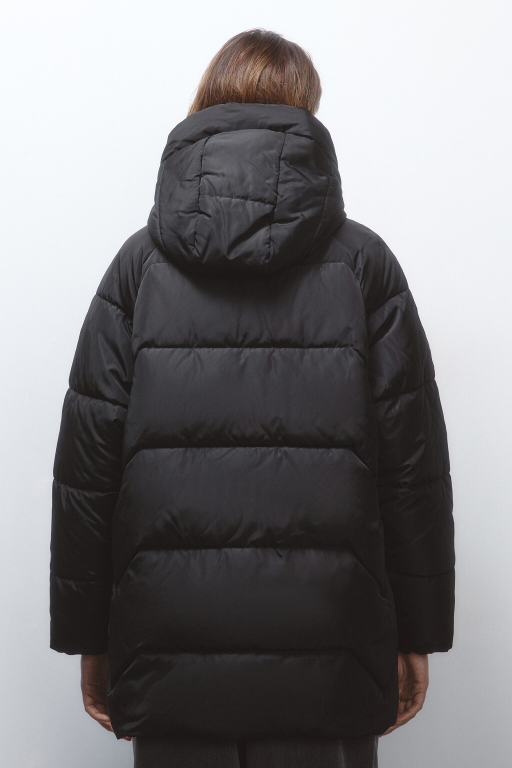 Куртка стеганая с широким воротником и капюшоном - цвет черный - 4