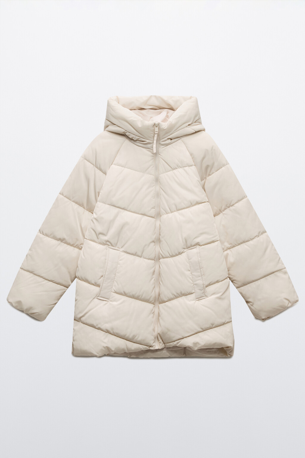Куртка стеганая с широким воротником и капюшоном - цвет молочный - 10