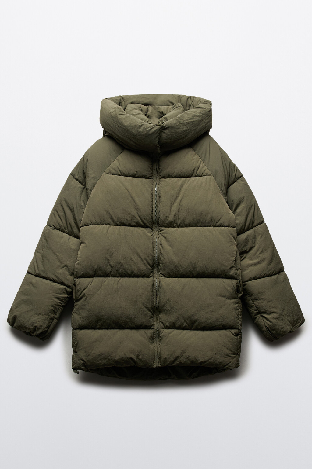 Куртка стеганая удлиненная с капюшоном - цвет зеленый - 11