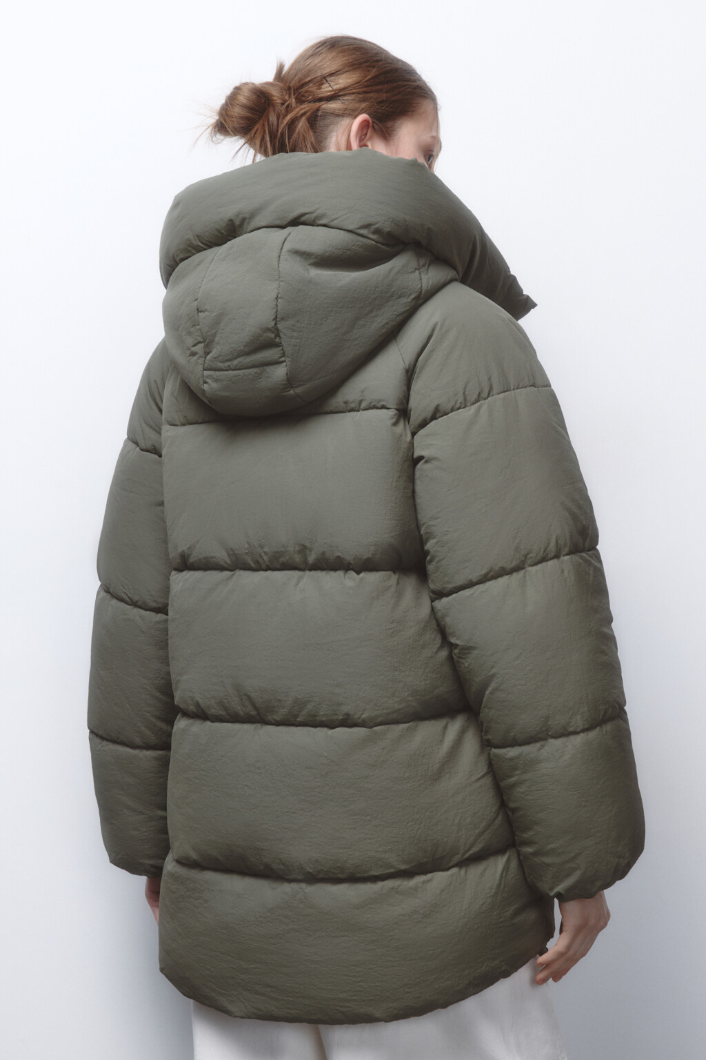 Куртка стеганая удлиненная с капюшоном - цвет зеленый - 6