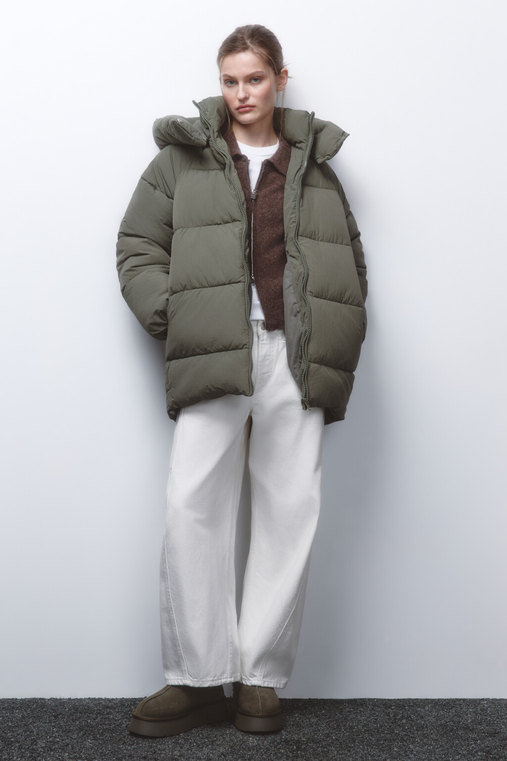 Куртка стеганая удлиненная с капюшоном - цвет зеленый - 7