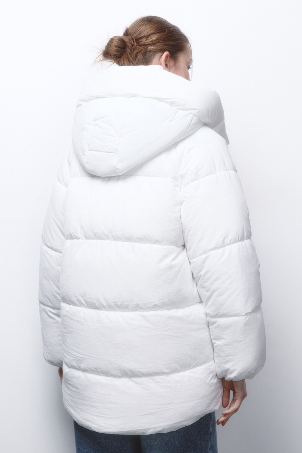 Куртка стеганая удлиненная с капюшоном - цвет молочный - 5